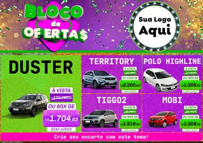 Modelo de Encarte para Encarte A4 Horizontal com o tema Bloco de Ofertas para Concessionaria de Carros