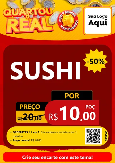 Modelo de Cartaz para Cartaz A4 Vertical com o tema Quartou do Real para Comida japonesa