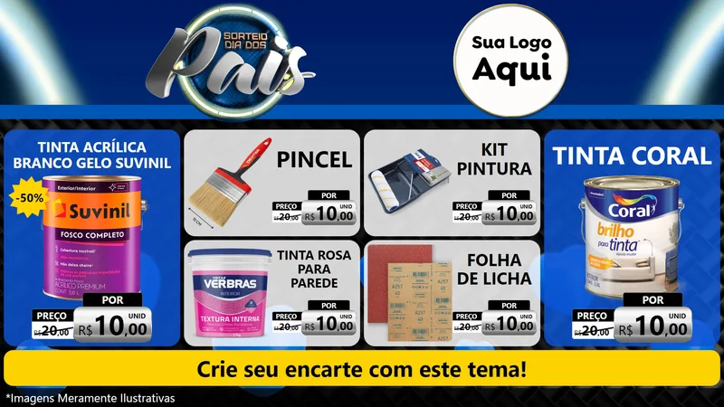 Modelo de TV para TV Horizontal com o tema Sorteio Dia Dos Pais para Tintas e Ferramentas