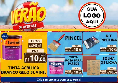 Modelo de Encarte para Encarte A4 Horizontal com o tema Verão de Ofertas para Tintas e Ferramentas