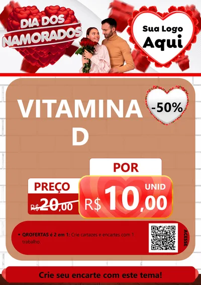 Modelo de Cartaz para Cartaz A4 Vertical com o tema Dia dos Namorados para Farmácia