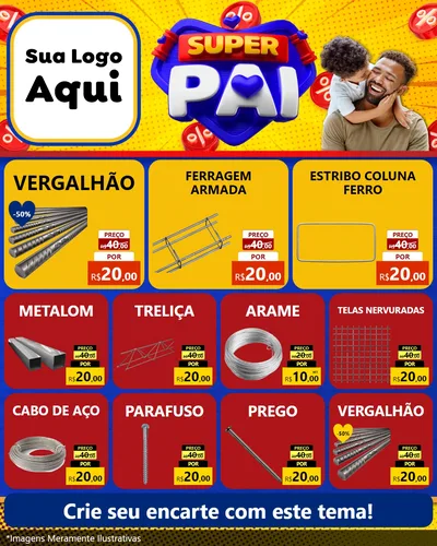Modelo de Rede Social para Feed Instagram com o tema Super Pai para Ferragens