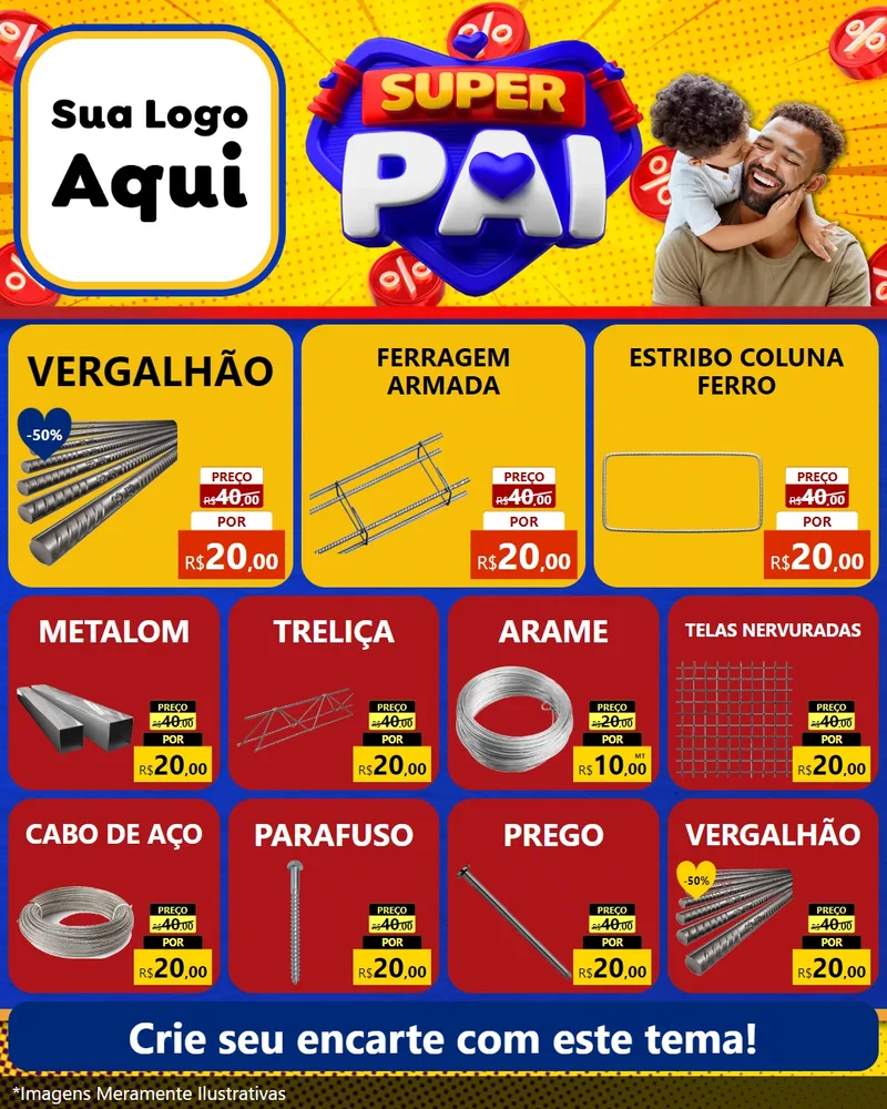 Modelo de Rede Social para Feed Instagram com o tema Super Pai para Ferragens