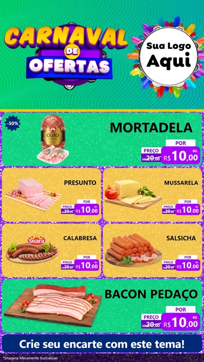 Modelo de TV para TV Vertical com o tema Carnaval de Ofertas para Frios e Laticínios