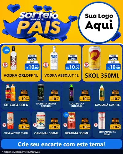 Modelo de Rede Social para Feed Instagram com o tema Sorteio Dia dos Pais para Distribuidora de bebidas