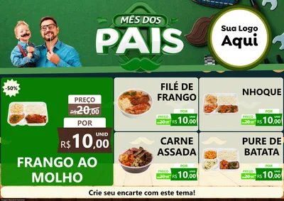Modelo de Encarte para Encarte A4 Horizontal com o tema Mês dos Pais para Restaurante