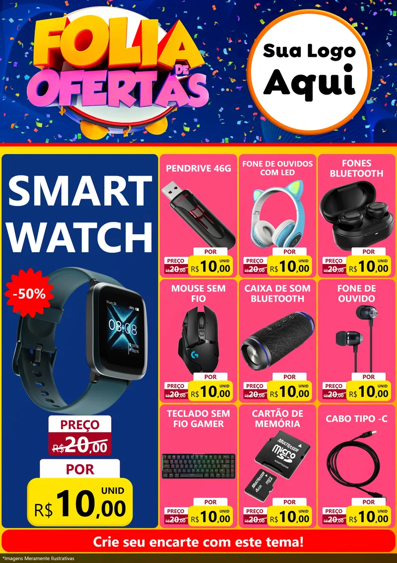 Modelo de Encarte para Encarte A4 Vertical com o tema Folia de Ofertas para Informática