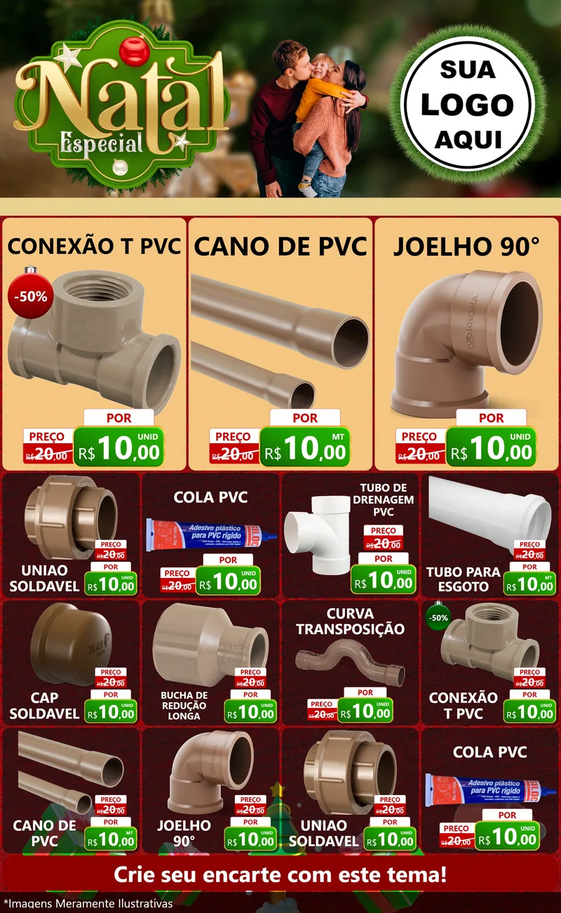 Modelo de Encarte para Encarte Grande com o tema Natal Especial para Tubos e conexões