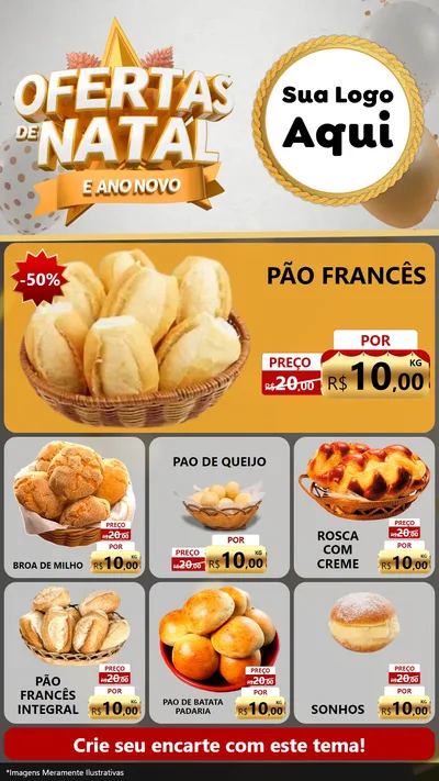 Modelo de Rede Social para Stories com o tema Ofertas De Natal E Ano Novo para Padaria