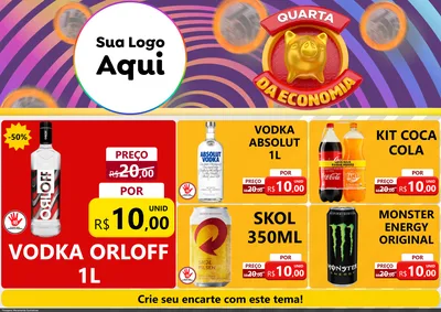 Modelo de Encarte para Encarte A4 Horizontal com o tema Quarta da Economia para Distribuidora de bebidas