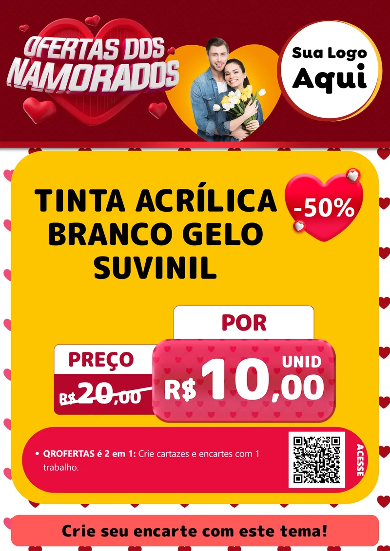 Modelo de Cartaz para Cartaz A4 Vertical com o tema Ofertas Dos Namorados para Tintas e Ferramentas