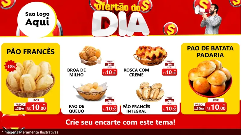 Modelo de TV para TV Horizontal com o tema Ofertão do dia para Padaria