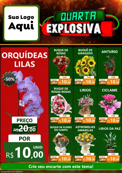 Modelo de Encarte para Encarte A4 Vertical com o tema Quarta Explosiva para Floricultura e jardim
