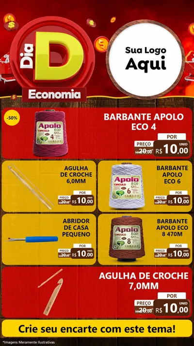 Modelo de TV para TV Vertical com o tema Dia D Economia para Armarinho e Aviamentos
