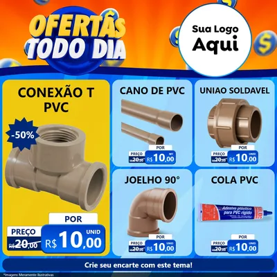 Modelo de Rede Social para Feed Facebook com o tema Ofertas Todo Dia para Tubos e conexões