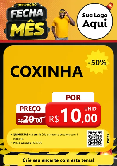 Modelo de Cartaz para Cartaz A4 Vertical com o tema Operação Fecha Mês para Salgadaria