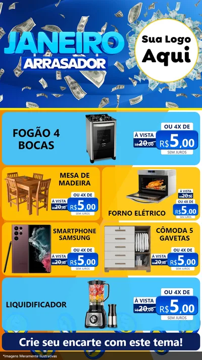 Modelo de TV para TV Vertical com o tema Janeiro Arrasador para Móveis e Eletro