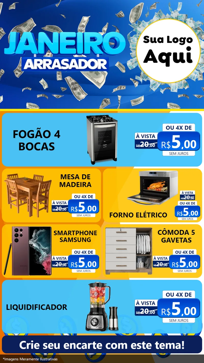 Modelo de TV para TV Vertical com o tema Janeiro Arrasador para Móveis e Eletro