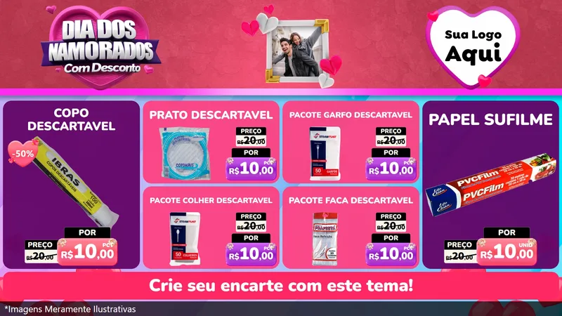 Modelo de TV para TV Horizontal com o tema Dia Dos Namorados Com Desconto para Embalagens