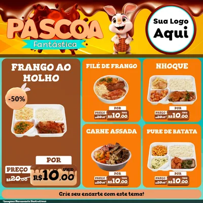 Modelo de Rede Social para Feed Facebook com o tema Páscoa Fantástica para Restaurante