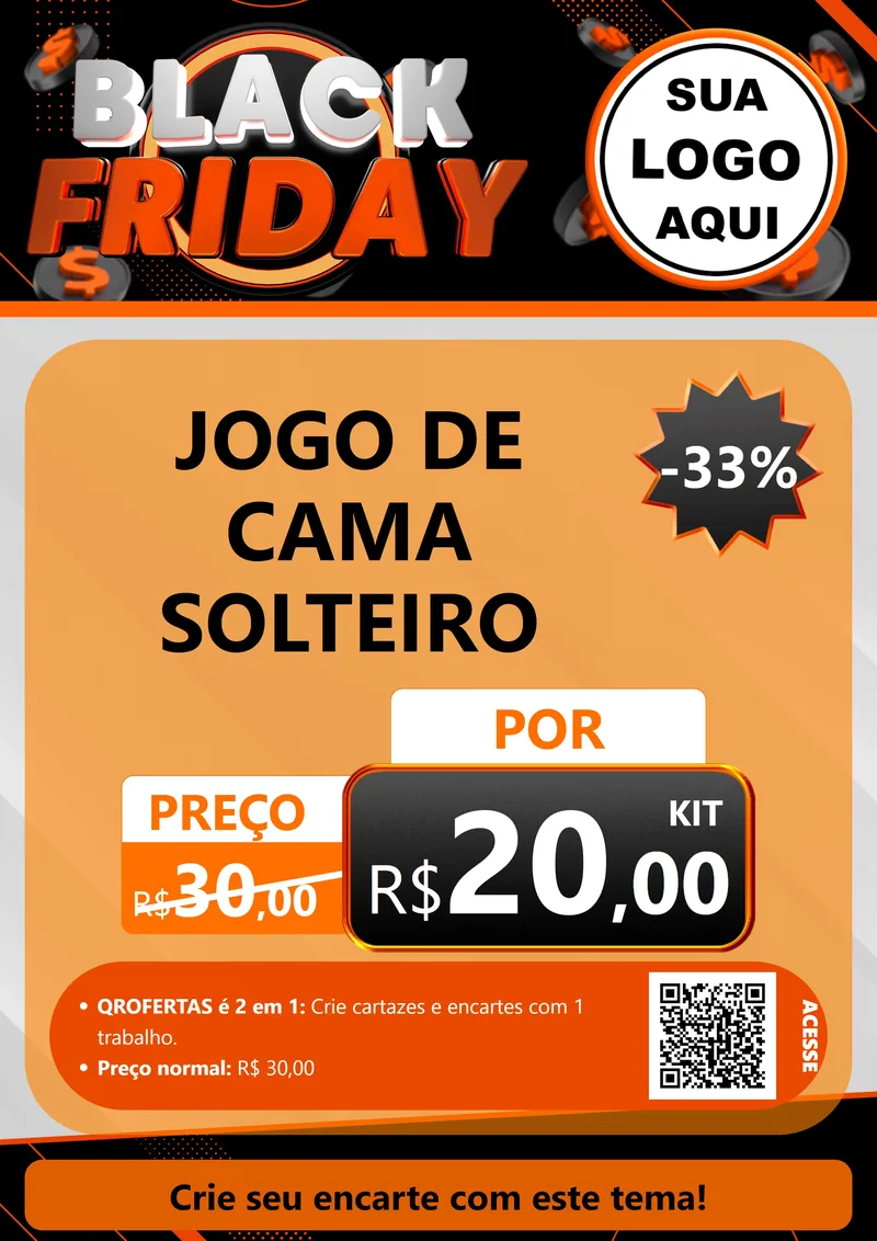 Modelo de Cartaz para Cartaz A4 Vertical com o tema Black Friday para Cama, Mesa e Banho