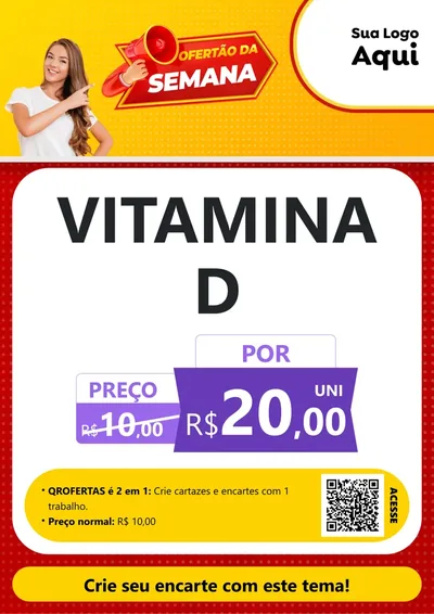 Modelo de Cartaz para Cartaz A4 Vertical com o tema Ofertão da Semana para Farmácia