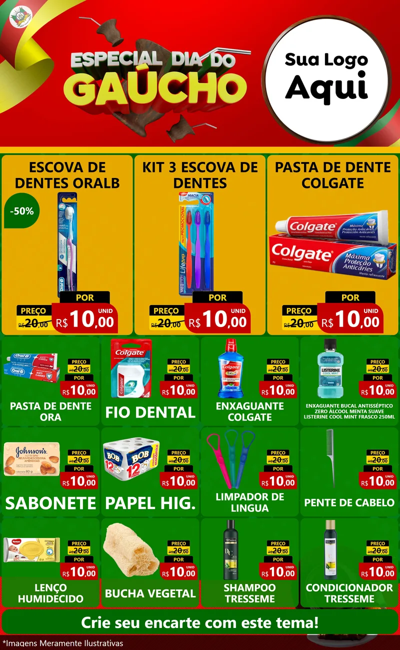 Modelo de Encarte para Encarte Grande com o tema Especial Dia do Gaúcho para Higiene Pessoal
