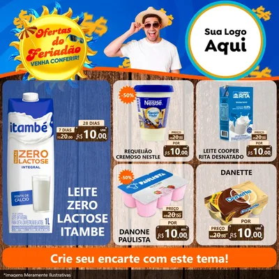 Modelo de Rede Social para Feed Facebook com o tema Ofertas do Feriadão para Frios e Laticínios