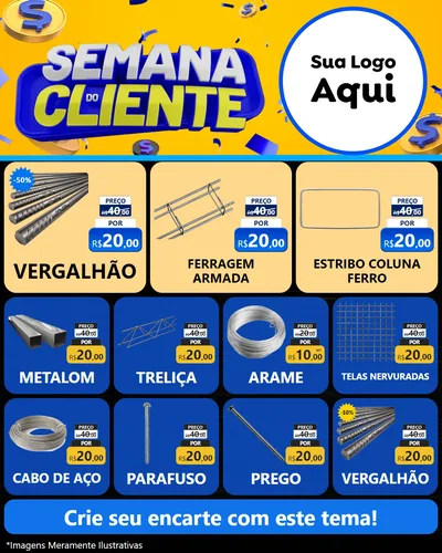 Modelo de Rede Social para Feed Instagram com o tema Semana do Cliente para Ferragens