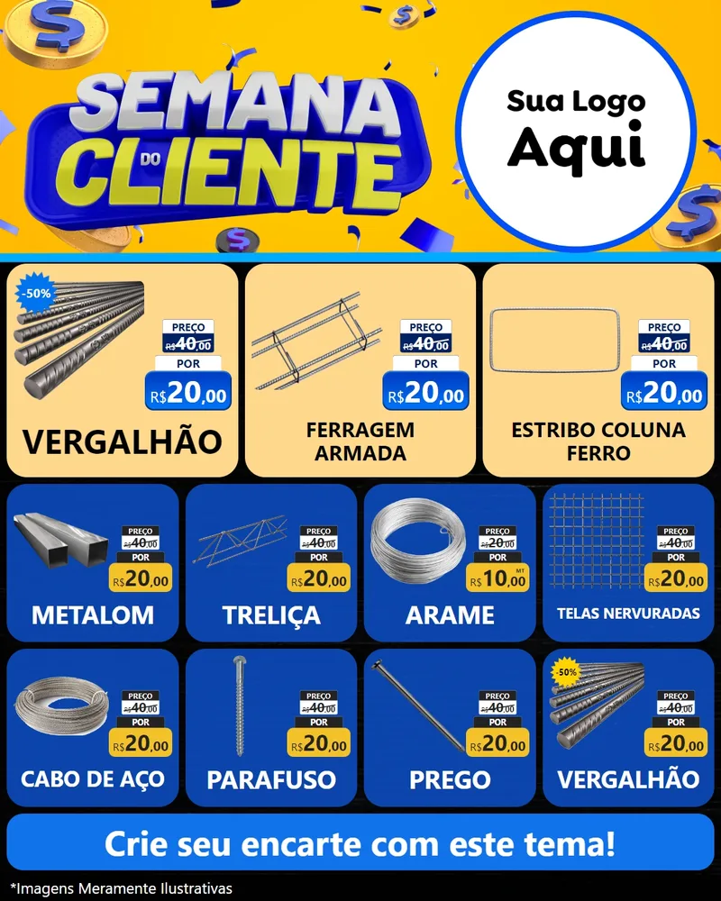 Modelo de Rede Social para Feed Instagram com o tema Semana do Cliente para Ferragens