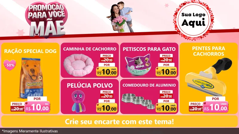 Modelo de TV para TV Horizontal com o tema Promoção Para Você Mãe para Pet Shop