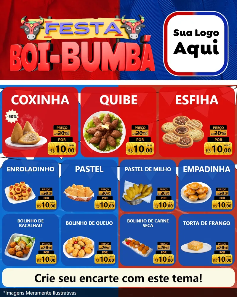 Modelo de Rede Social para Feed Instagram com o tema Festa Boi Bumbá para Salgadaria