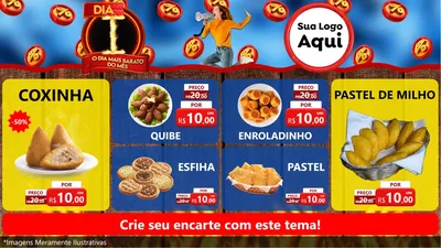 Modelo de TV para TV Horizontal com o tema Dia I - O Dia Mais Barato Do Mês para Salgadaria