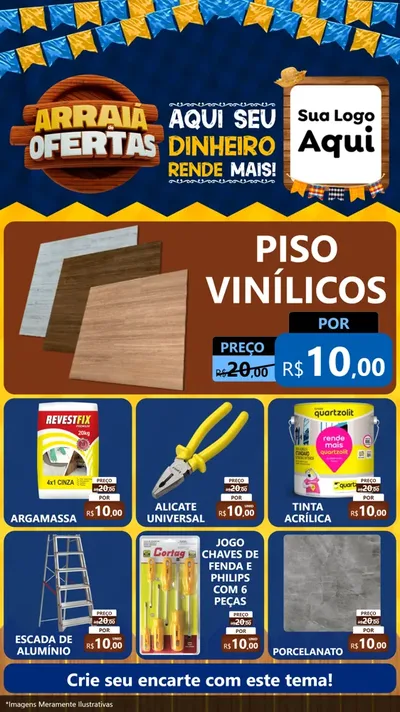 Modelo de Rede Social para Stories com o tema Arraiá de Ofertas - Junina para Material para Construção