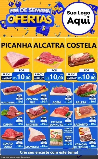 Modelo de Encarte para Encarte Grande com o tema Fim de Semana de Ofertas para Açougue