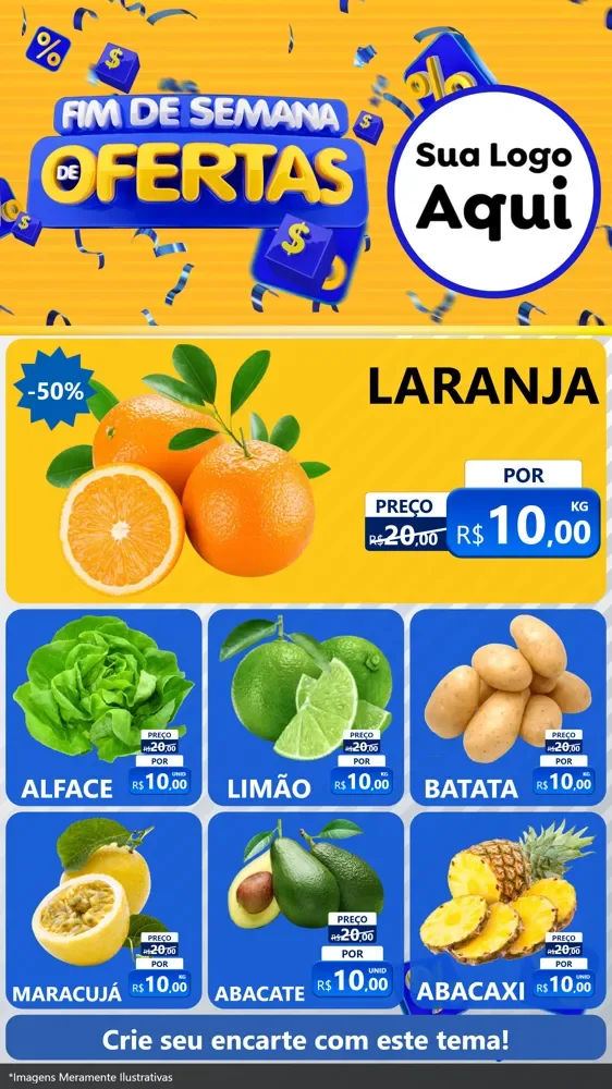 Modelo de Rede Social para Stories com o tema Fim de Semana de Ofertas para Hortifrúti