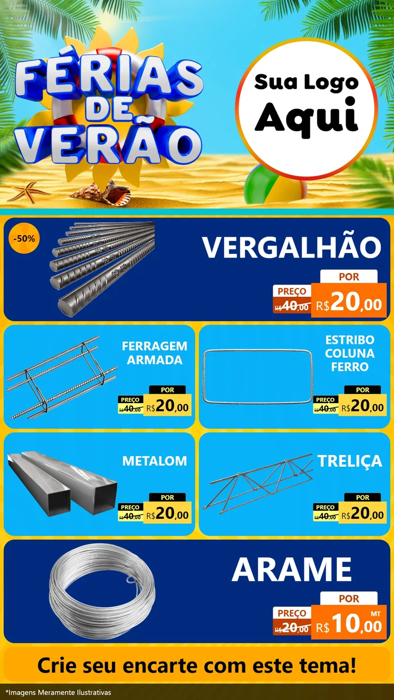 Modelo de TV para TV Vertical com o tema Férias de Verão para Ferragens