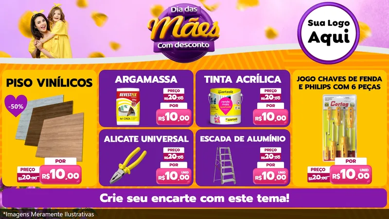 Modelo de TV para TV Horizontal com o tema Dia das Mães com Desconto para Material para Construção