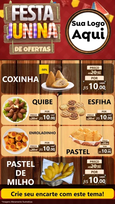 Modelo de TV para TV Vertical com o tema Festa Junina de Ofertas para Salgadaria