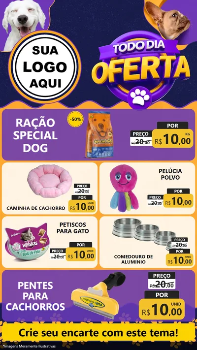 Modelo de TV para TV Vertical com o tema Todo Dia Oferta - Pet Shop para Pet Shop