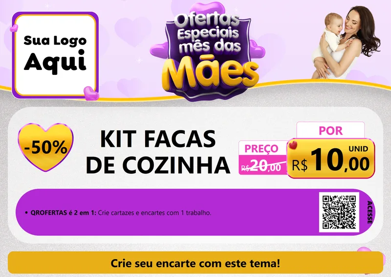 Modelo de Cartaz para Cartaz A4 Horizontal com o tema Ofertas Especiais - Mês das Mães para Utilidades Domésticas