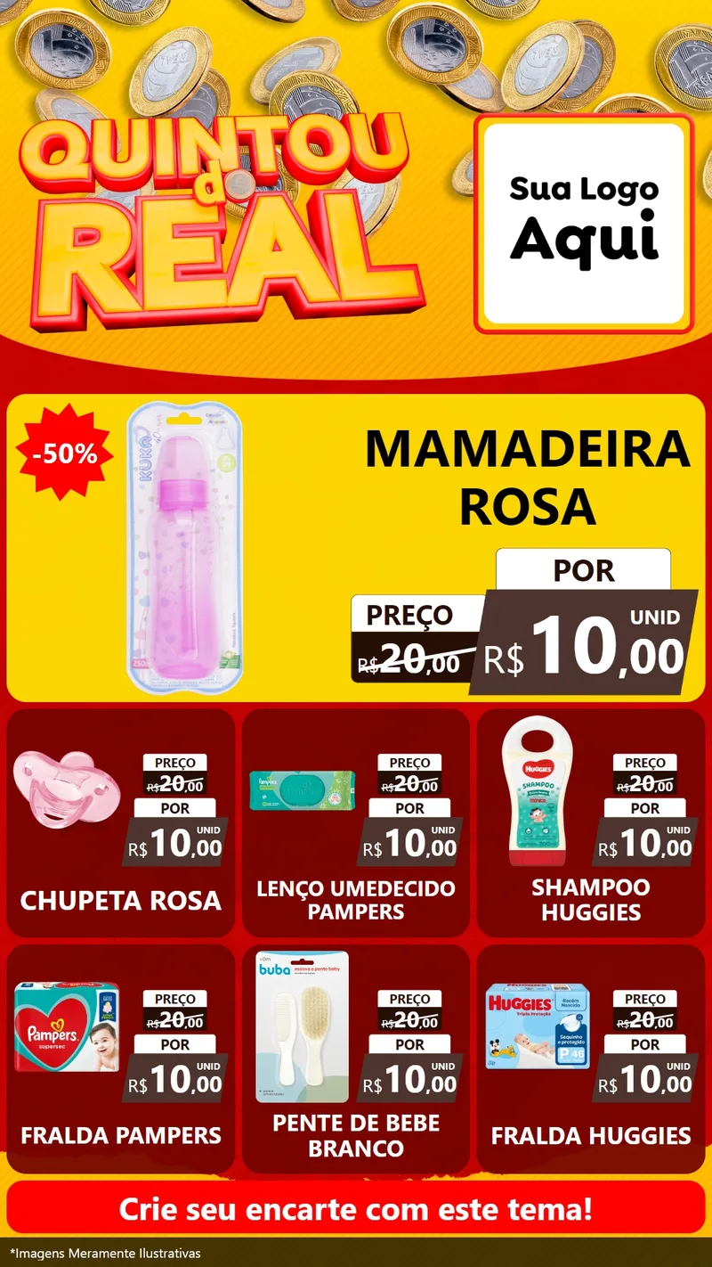 Modelo de Rede Social para Stories com o tema Quintou do Real para Bebês