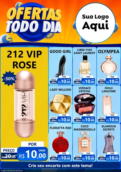 Modelo de Encarte para Encarte A4 Vertical com o tema Ofertas Todo Dia para Perfumes