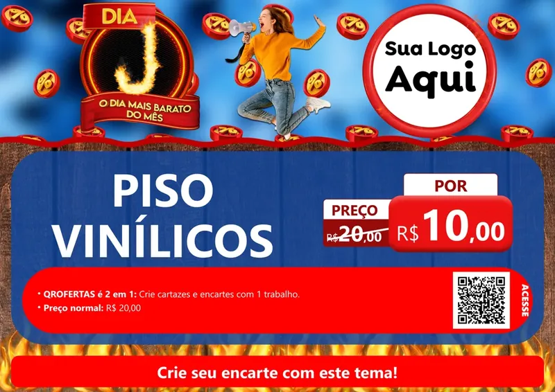 Modelo de Cartaz para Cartaz A4 Horizontal com o tema Dia J - O Dia Mais Barato Do Mês para Material para Construção