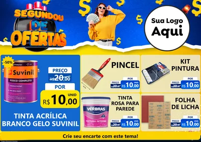 Modelo de Encarte para Encarte A4 Horizontal com o tema Segundou de Ofertas para Tintas e Ferramentas