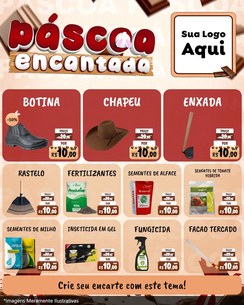 Modelo de Rede Social para Feed Instagram com o tema Páscoa Encantada para Agropecuária