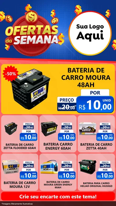 Modelo de Rede Social para Stories com o tema Ofertas Da Semana para Baterias Elétricas