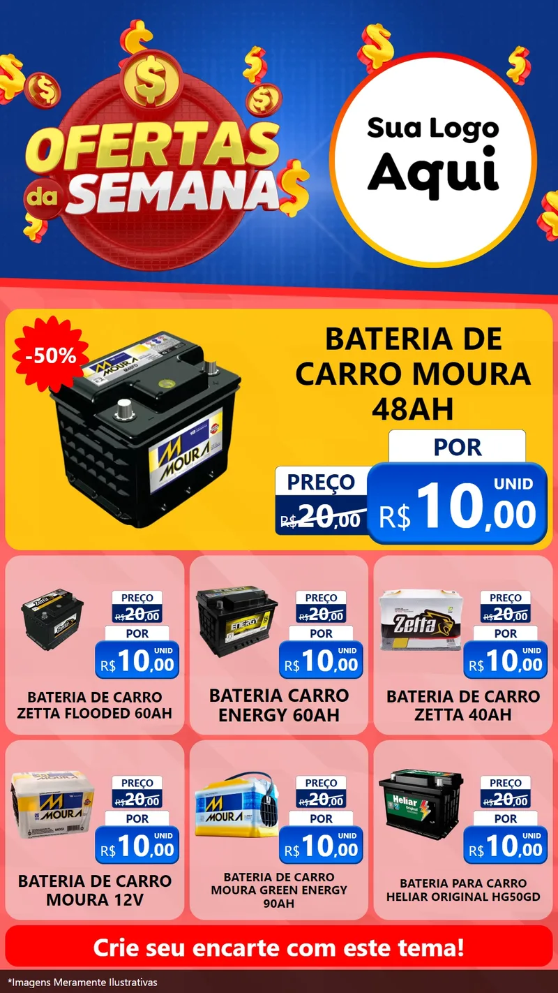 Modelo de Rede Social para Stories com o tema Ofertas Da Semana para Baterias Elétricas