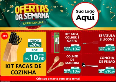 Modelo de Encarte para Encarte A4 Horizontal com o tema Ofertas da Semana Farroupilha para Utilidades Domésticas