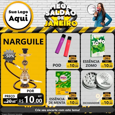 Modelo de Rede Social para Feed Facebook com o tema Mega Saldão de Janeiro para Tabacaria